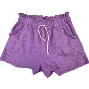 Zenana Shorts Medium Lilac Purple Boho Crinkle Gauze Elastic Waist Summer Shorts